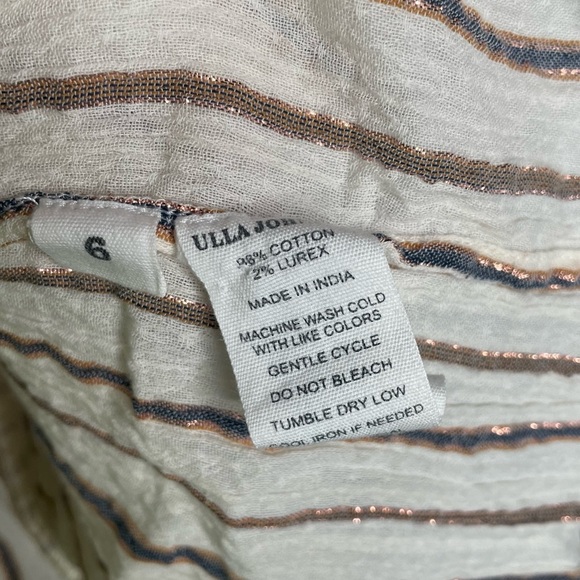 Ulla Johnson Liana Metallic Stripe Ruffle Balloon Sleeve Blouse - Picture 10 of 10